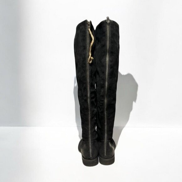 🌻NEW Born "Borman" Black Suede Leather Knee High Bohemian Back Zip Tall Boots 9 - Picture 3 of 10